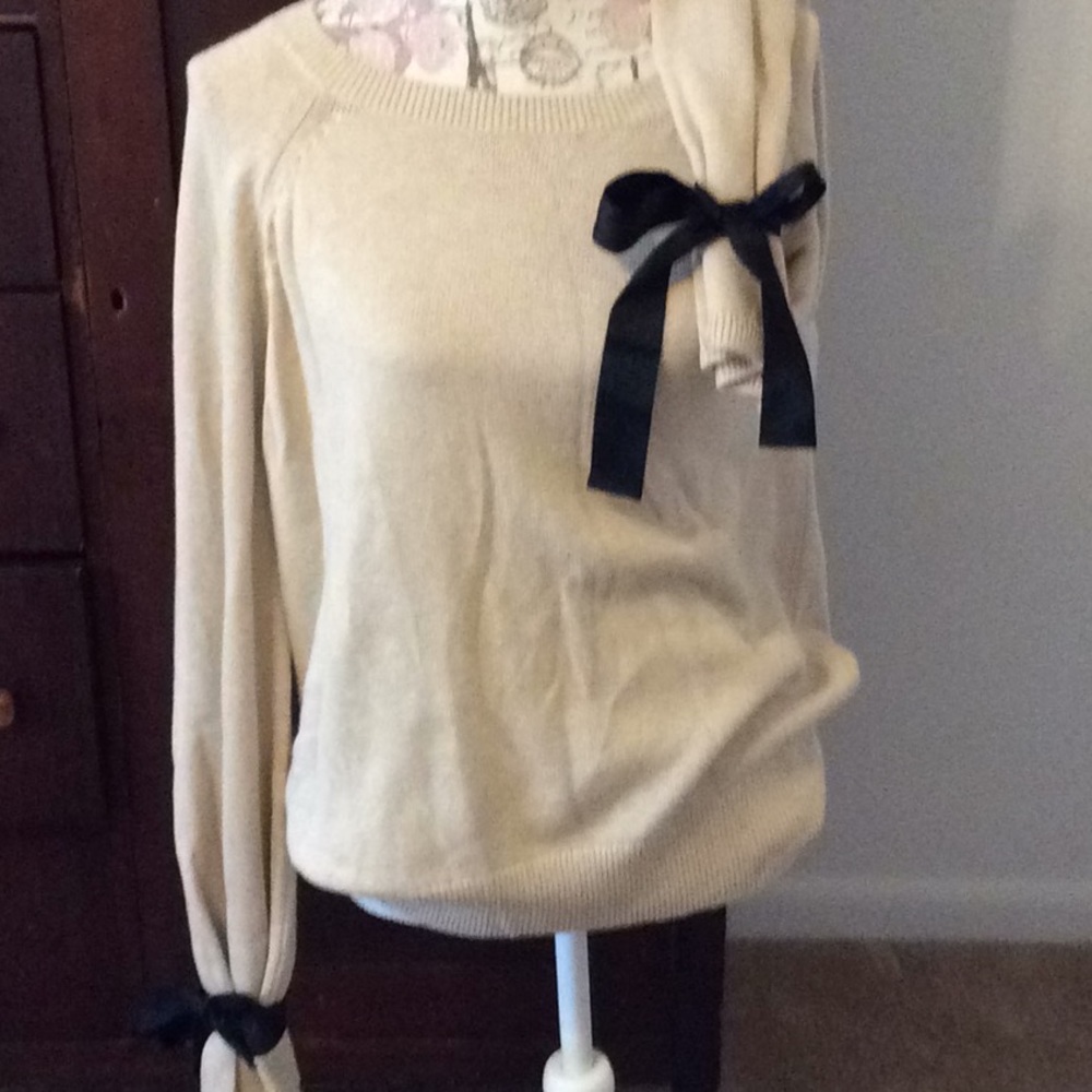 J. Crew Bell Ribbon Tied Sleeves Crew Neck Size L